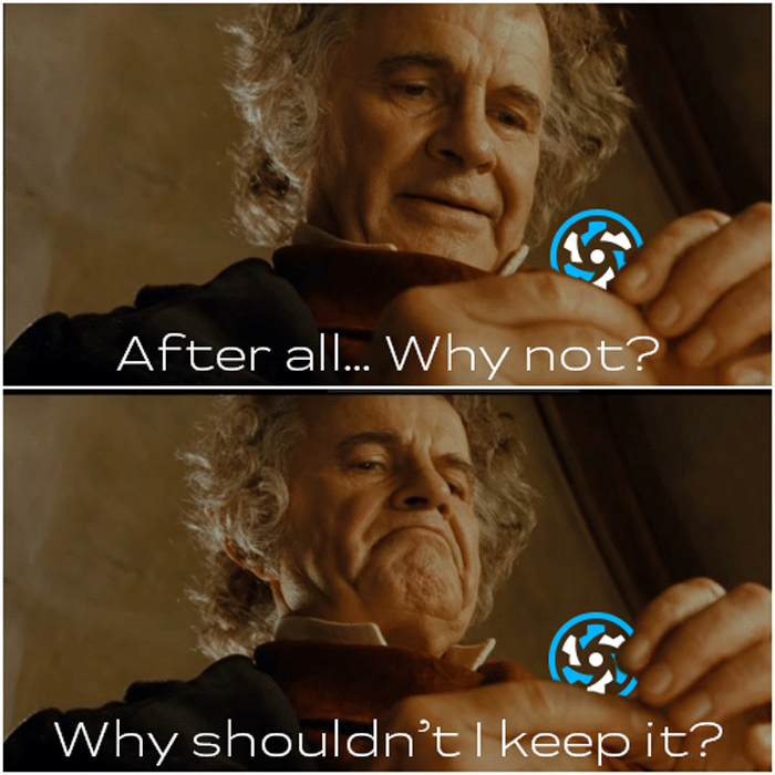 Bilbo Baggins “why not” Quasar logo meme