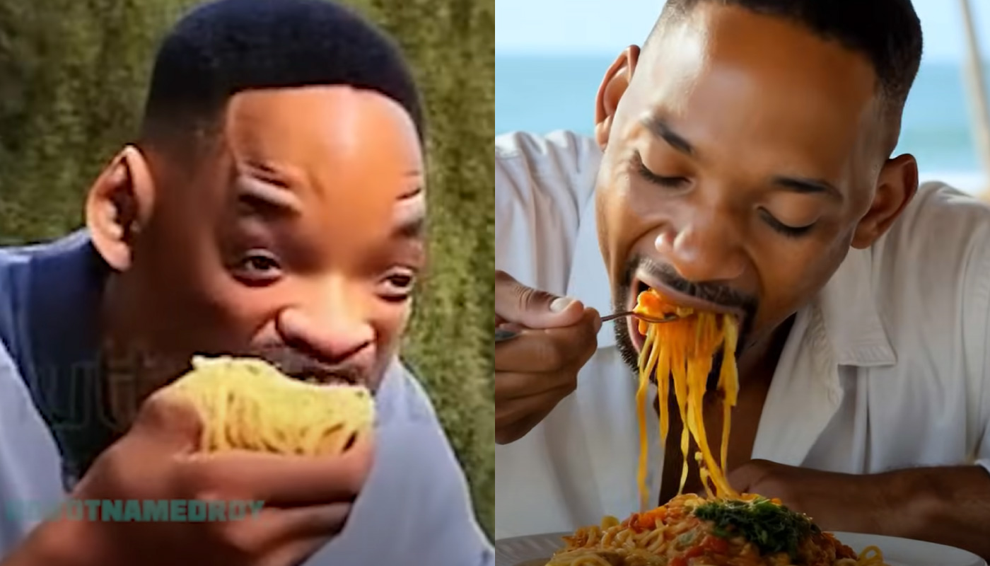 video di Will Smith che mangia gli spaghetti 2023 e 2025