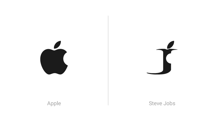 Logo di Apple e logo Steve Jobs